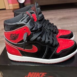 Air Jordan Men's 1 Retro High OG Patent Bred Men’s size 7.5/ Women’s size 9